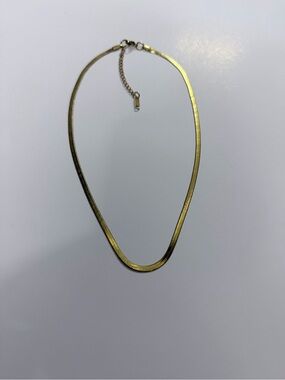 Gold Herringbone Choker Necklace 16 inch with 2.5 inch extender
